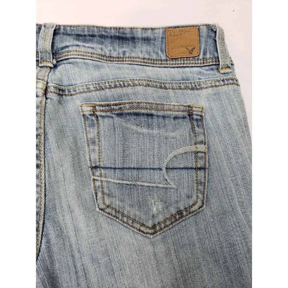 American Eagle Womens Medium Wash Blue Stretch Slim Boot Jeans Size 6 Reg